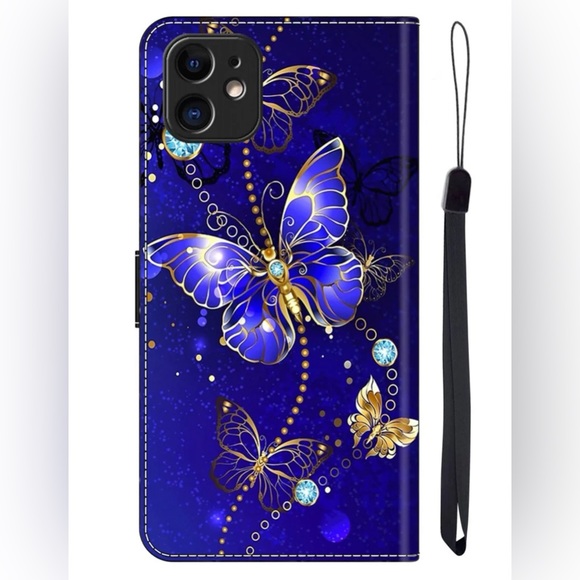 Butterfly Print Wallet Flip Phone Case - Picture 4 of 6